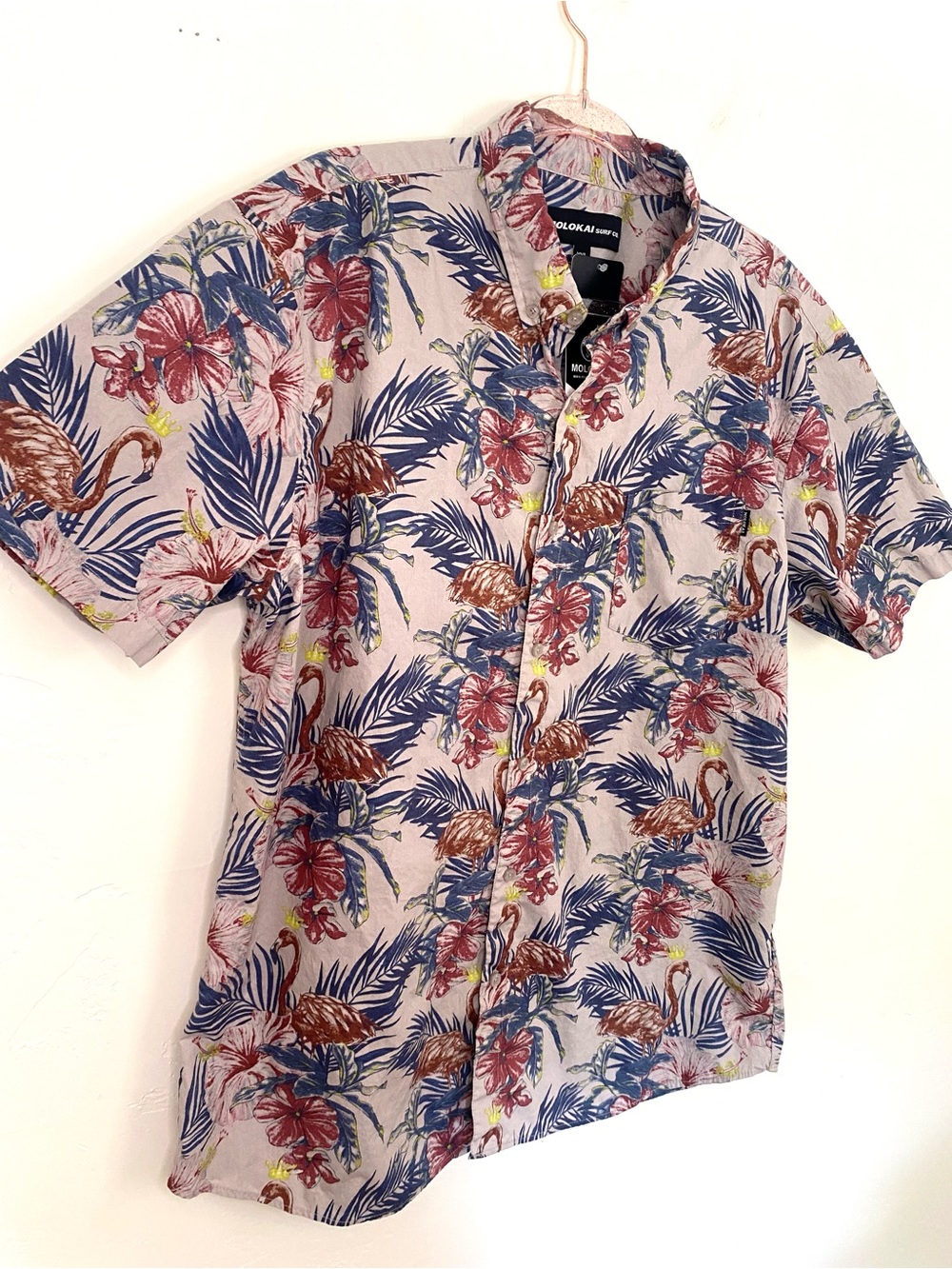 Molokai XXL Men’s Hawaiian Surf Short-Sleeve Tropical Button-Down Shirt - Picture 2 of 4